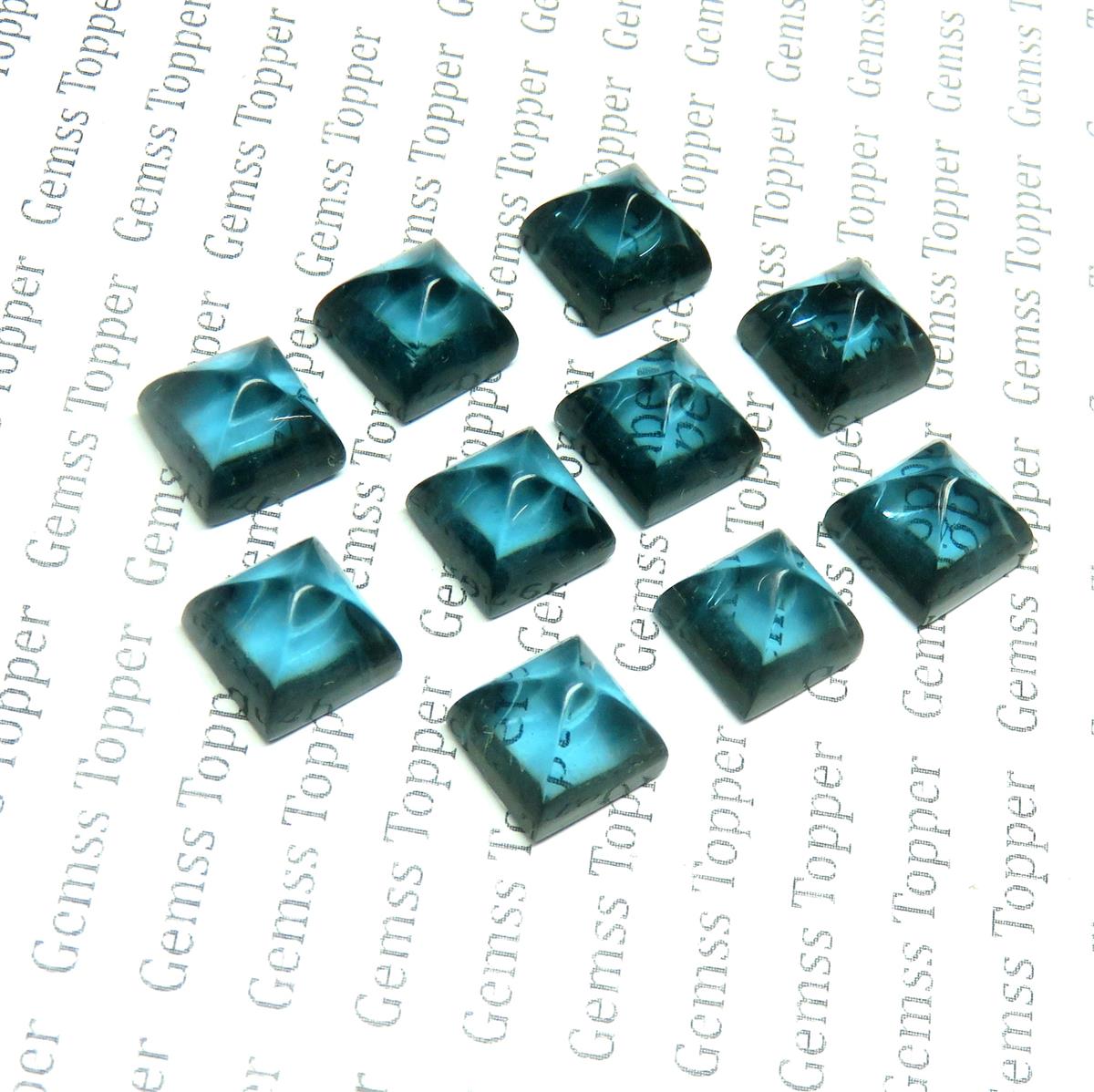 London Blue Topaz 10x10 mm Pyramid Cabochon